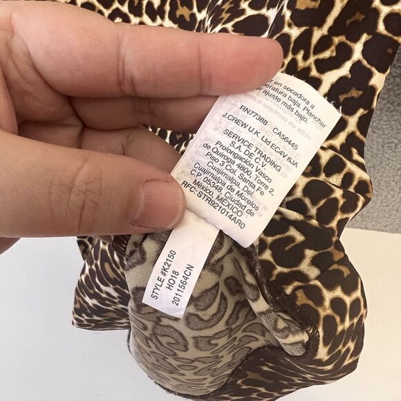 J Crew Cheetah Leopard Print Crepe Shift Dress XS K2150 Size 2 Zip Animal Print - Picture 10 of 12